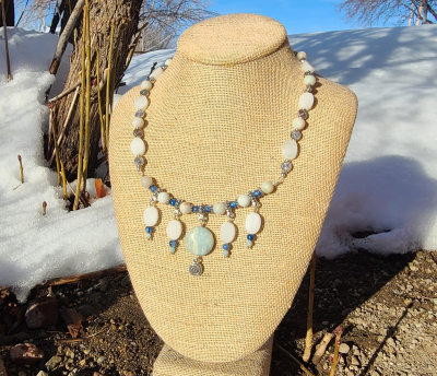 Necklace - Blue Amazonite with Kyanite