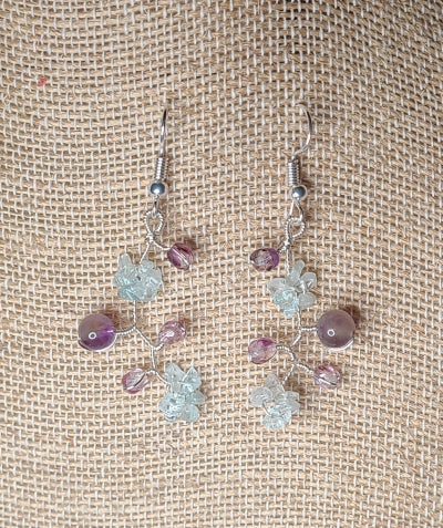 Earrings - Wire-wrapped Amethyst and Aquamarine