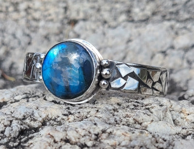 Bracelet - Labradorite in Sterling Silver bangle