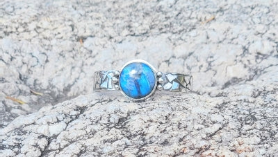 Bracelet - Labradorite in Sterling Silver bangle