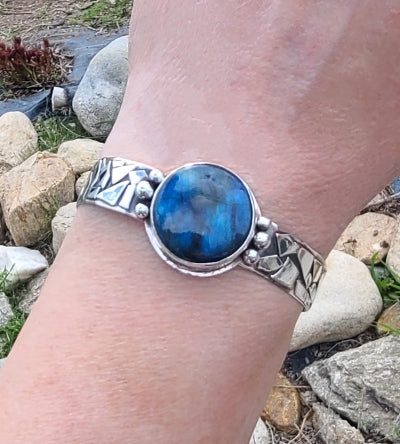 Bracelet - Labradorite in Sterling Silver bangle