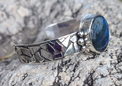 Bracelet - Labradorite in Sterling Silver bangle