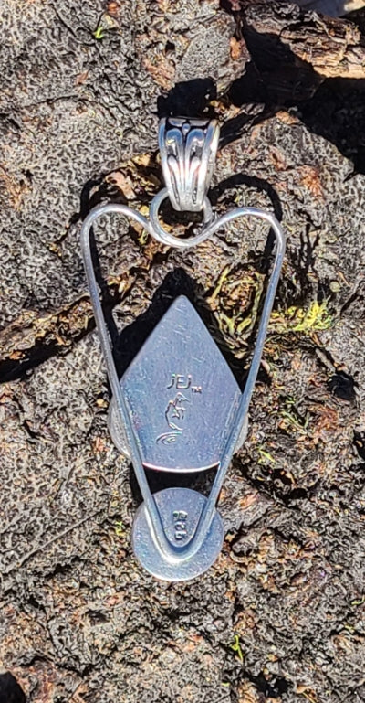 Pendant - Moonstone rising over Blue Lace Agate