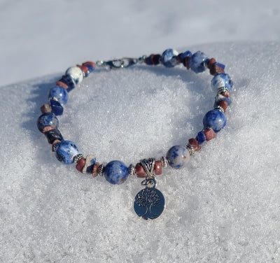 Anklet - Blue Sodalite with Pink Rhodonite