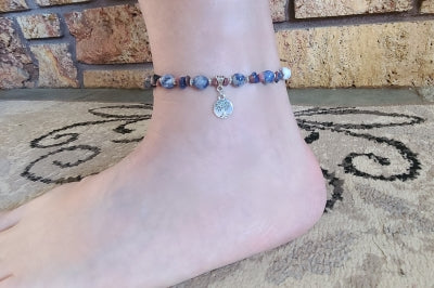 Anklet - Blue Sodalite with Pink Rhodonite