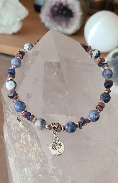 Anklet - Blue Sodalite with Pink Rhodonite