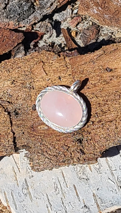 Pendant - Rose Quartz in brushed Sterling Silver