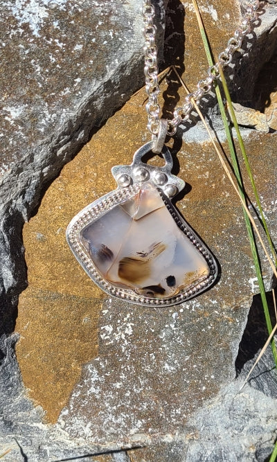 Pendant - Montana Agate in Sterling Silver