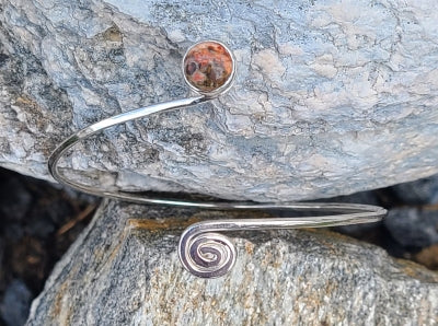 Bracelet - Leopardskin Jasper in Sterling Silver bangle