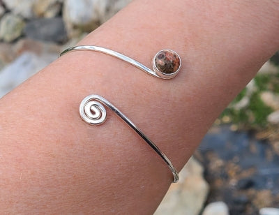 Bracelet - Leopardskin Jasper in Sterling Silver bangle