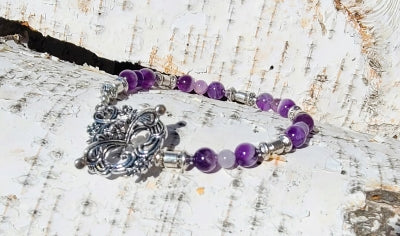 Anklet - Purple Fluorite with Silver accents