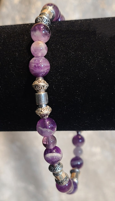 Anklet - Purple Fluorite with Silver accents