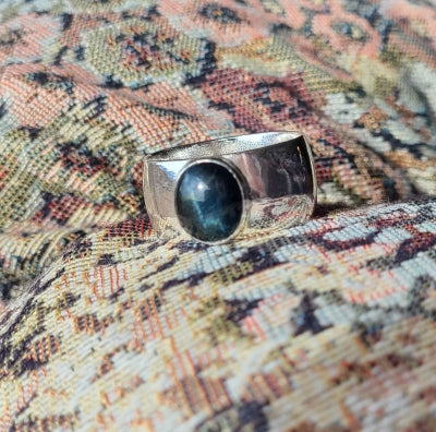 Ring - Blue Tiger Eye in Sterling Silver