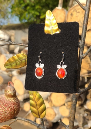 Earrings - Carnelian with Sterling Silver Spirals