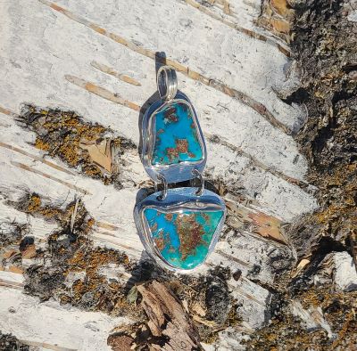 Pendant - Turquoise stones linked in Sterling Silver