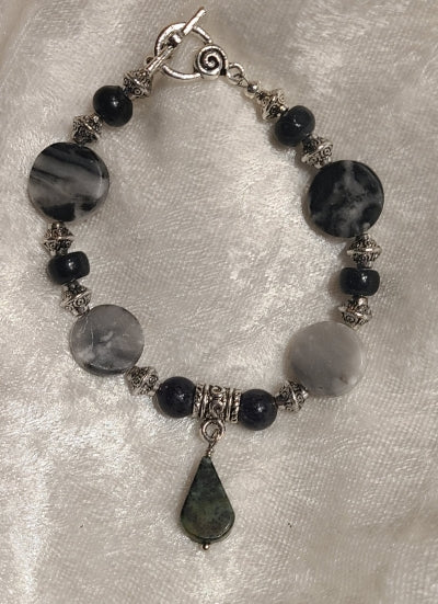 Bracelet - Marble beads with Silver Accents