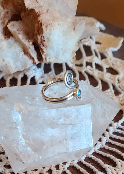 Ring - Labradorite with Sterling Silver Spirals