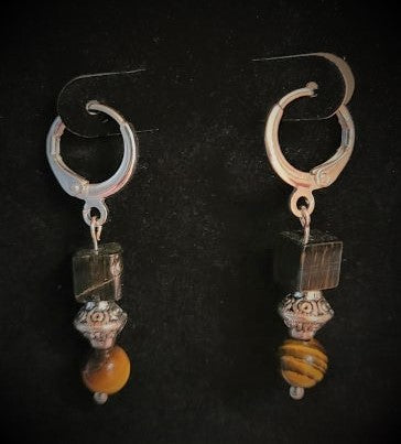 Tiger eye earrings with silver accent