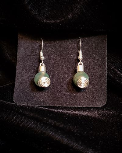 Bloodstone jasper earrings in silver spiral