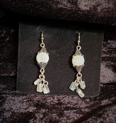 Moonstone earrings with silver accent